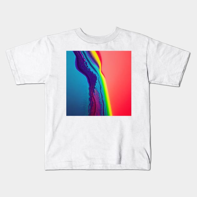 Liquid Colors Flowing Infinitely - Heavy Texture Swirling Thick Wet Paint - Abstract Inspirational Rainbow Drips Kids T-Shirt by JensenArtCo